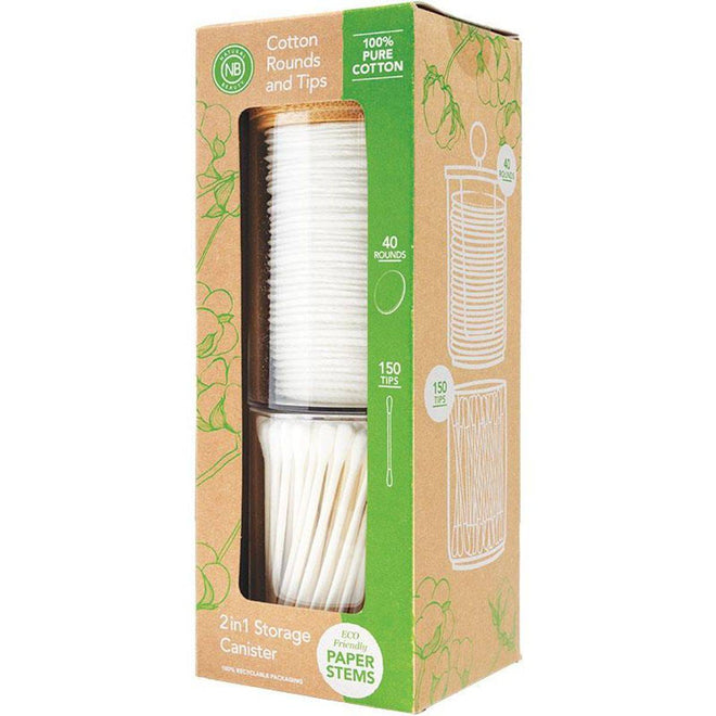 Natural Beauty 2in1 Storage Cotton Rounds and Tips