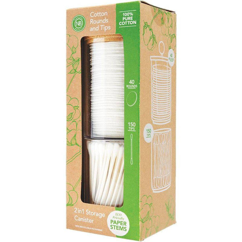 Natural Beauty 2in1 Storage Cotton Rounds and Tips