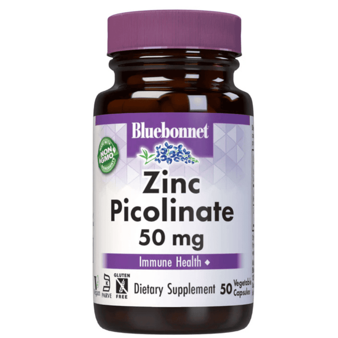 Bluebonnet Zinc Picolinate 50mg 50 Vegetable Capsules