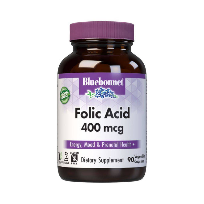 Bluebonnet Folic Acid 400mcg 90 Vegetable Capsules