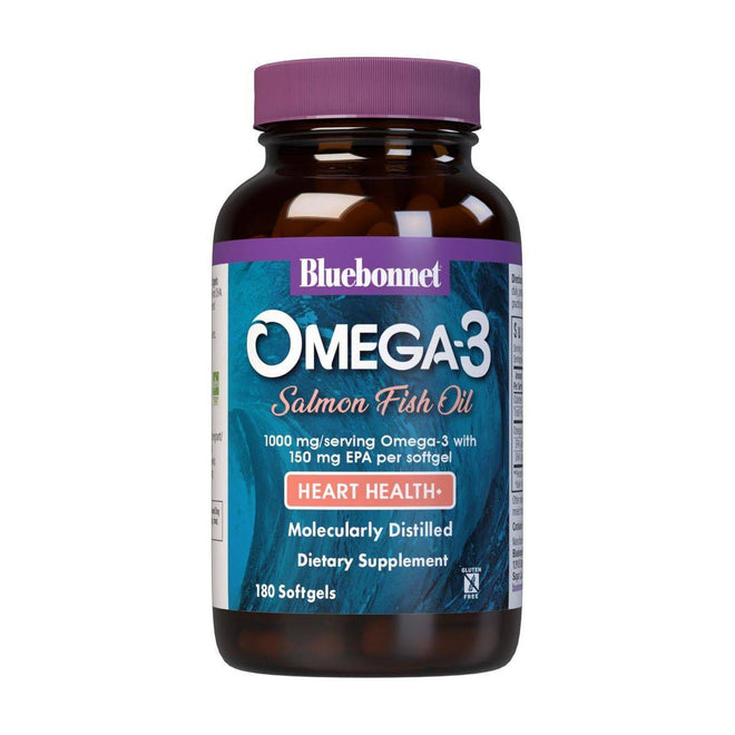 Bluebonnet Salmon Fish Oil Omega 3 1000mg With EPA 150mg 180 Softgels