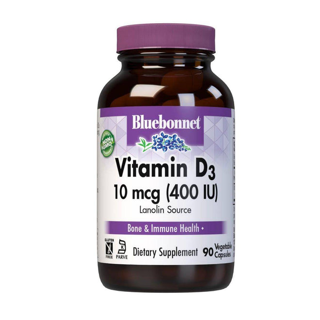 Bluebonnet Vitamin D3 400IU 90 Vegetable Capsules