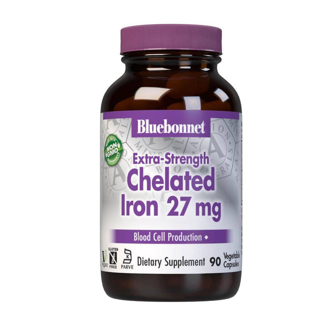 Bluebonnet Chelated Iron 27mg 90 Vegetable Capsules