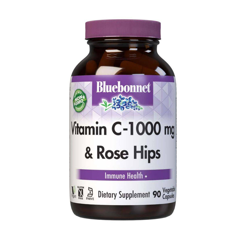 Bluebonnet Vitamin C 1000mg & Rose Hips 90 Vegetable Capsules