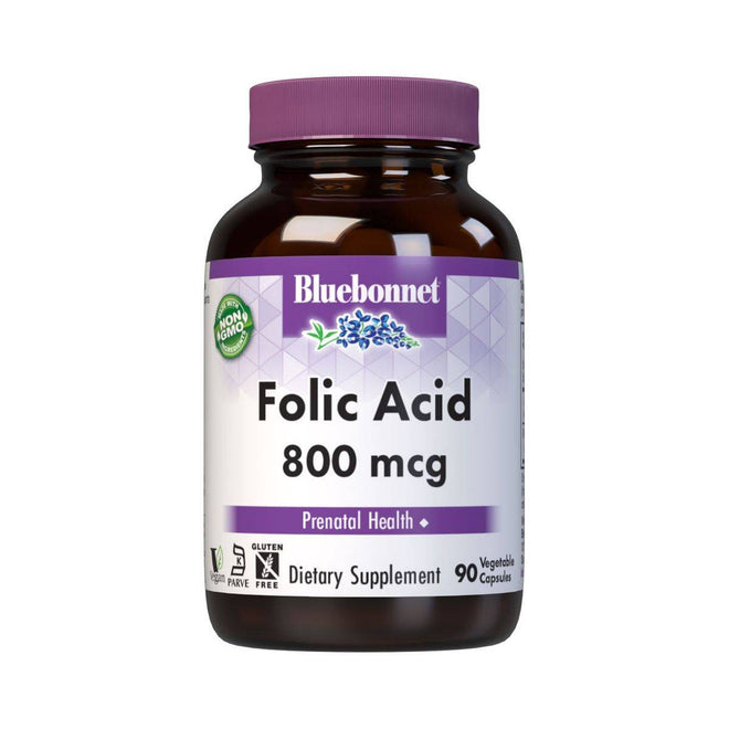 Bluebonnet Folic Acid 800mcg 90 Vegetable Capsules