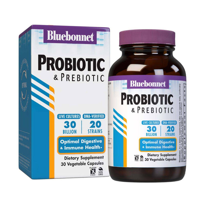 Bluebonnet Probiotic & Prebiotic 30 Vegetable Capsules