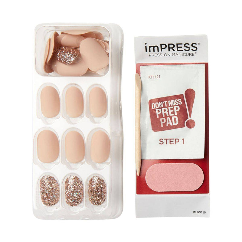 Kiss False Nails KIM003C Impress Press On Manicure Evanesce Short 30 Count