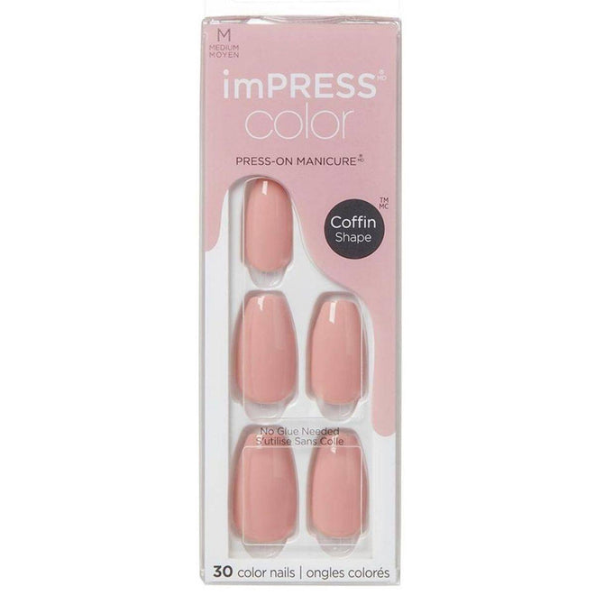 Kiss False Nails IMC504C Impress Color Press On Manicure Coffin Medium Sumptuous 30 Count