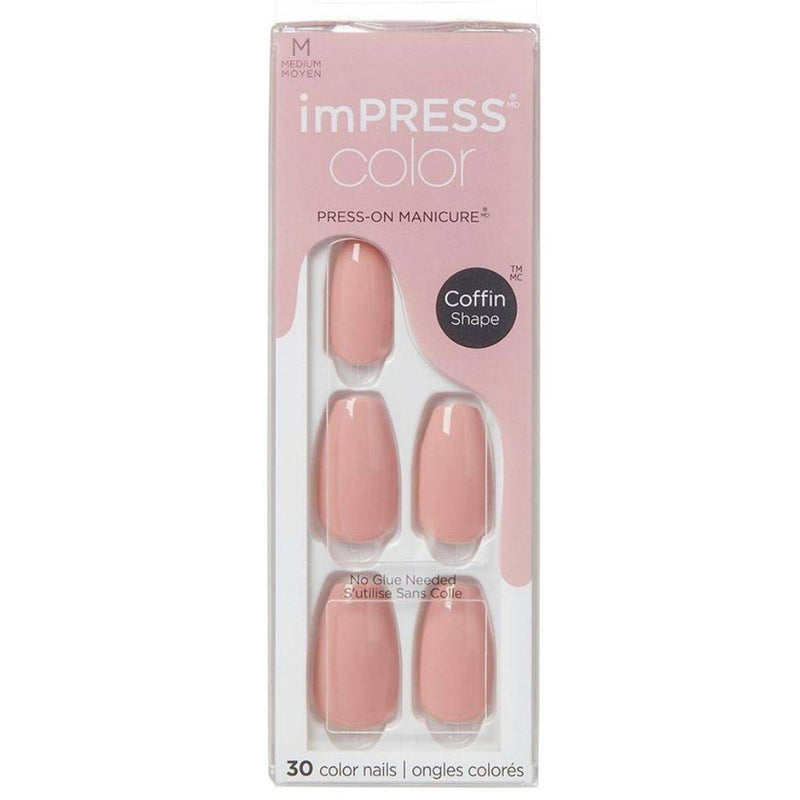 Kiss False Nails IMC504C Impress Color Press On Manicure Coffin Medium Sumptuous 30 Count
