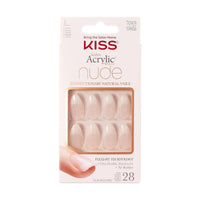 Kiss False Nails KAN06 Salon Acrylic French Nude White Medium 28 Count