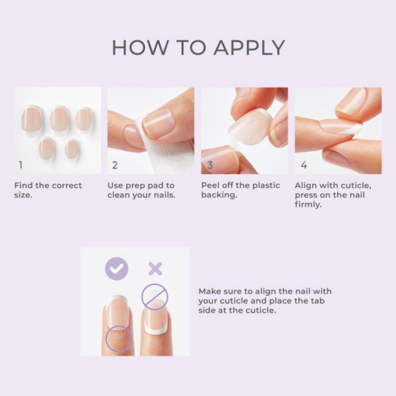 Kiss False Nails IFC01C Impress The No Glue Mani Model Classic French Small 30 Count