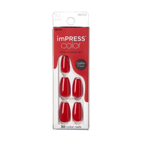 Kiss False Nails IMC510C Impress Color Press On Manicure Coffin Medium Reddy Or Not 30 Count
