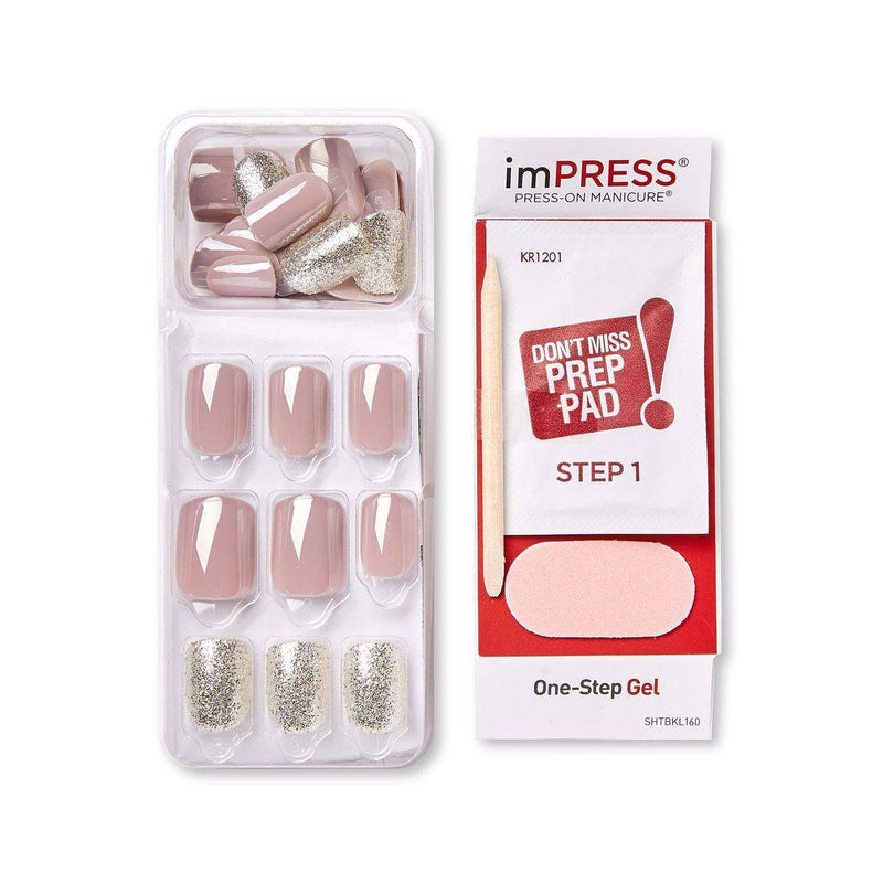 Kiss False Nails KIM002C Impress Press On Manicure One More Chance Short 30 Count