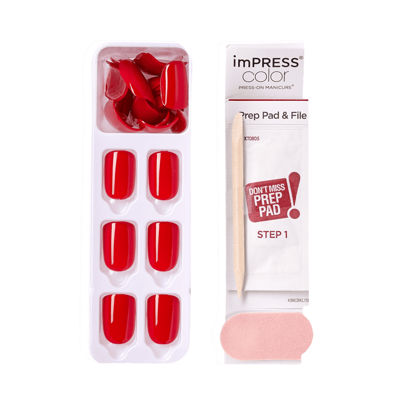 Kiss False Nails KIMC013C Impress Press On Manicure Reddy Or Not 30 Count