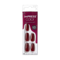 Kiss False Nails IMC511C Impress Color Press On Manicure Coffin Medium Winery In Nyc 30 Count