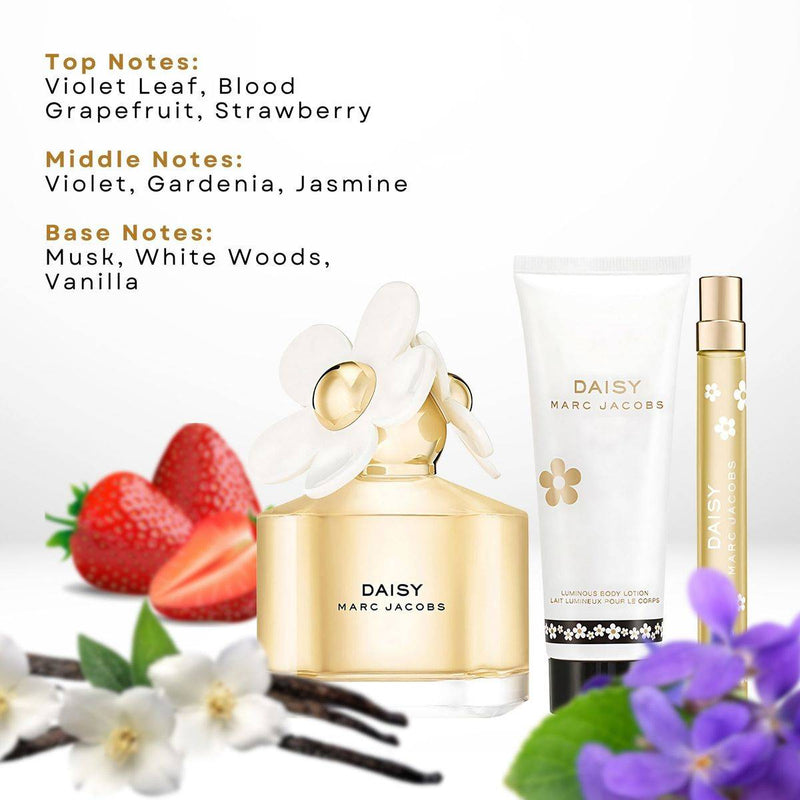 Marc Jacobs Daisy Eau de Toilette 100ml + Eau de Toilette 10ml + Luminous Body Lotion 75ml Gift Set