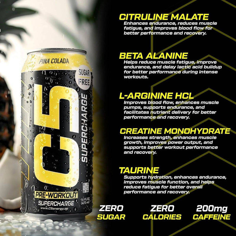 C5 Pre Workout Ready to Drink Supercharge Pina Colada 473ml