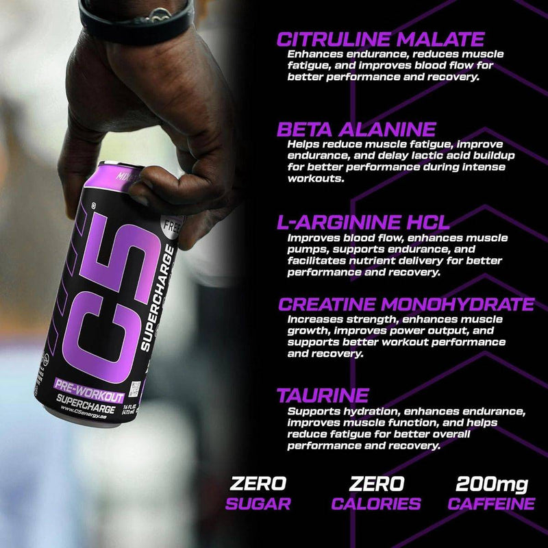 C5 Pre Workout Ready to Drink Supercharge Mixed Berry 473ml