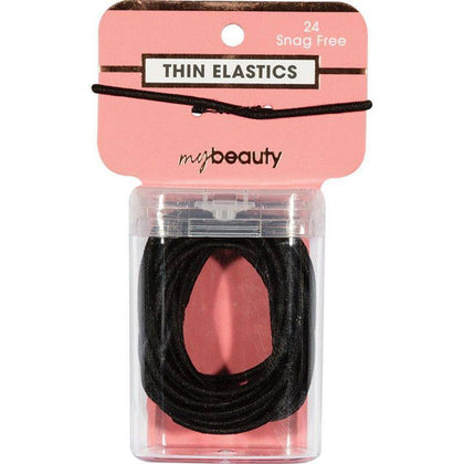 My Beauty Hair Snag Free Thin Elastic 24 Pack Black
