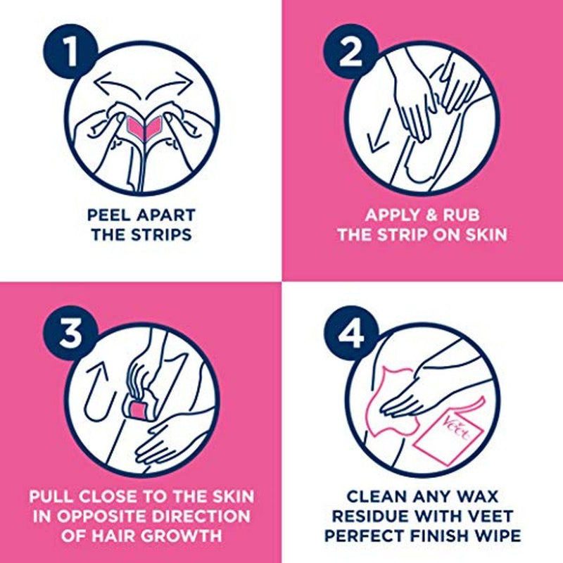 Veet Wax Strips Pure Legs & Body Wax For Sensitive Skin 20 Strips