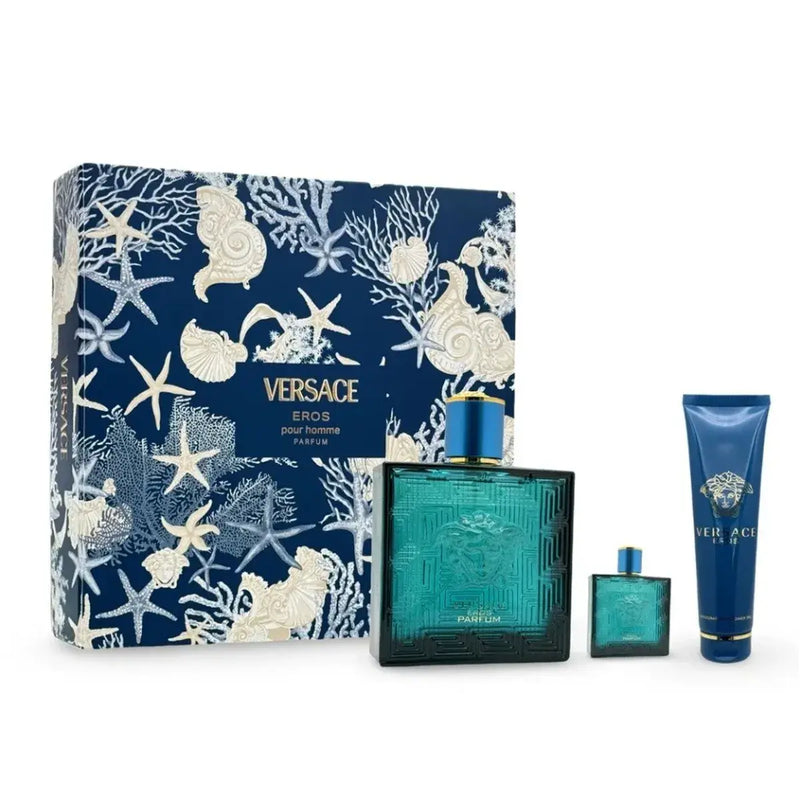 Versace Eros Parfum 100ml + Parfum 5ml + Invigorating Shower Gel 150ml Gift Set