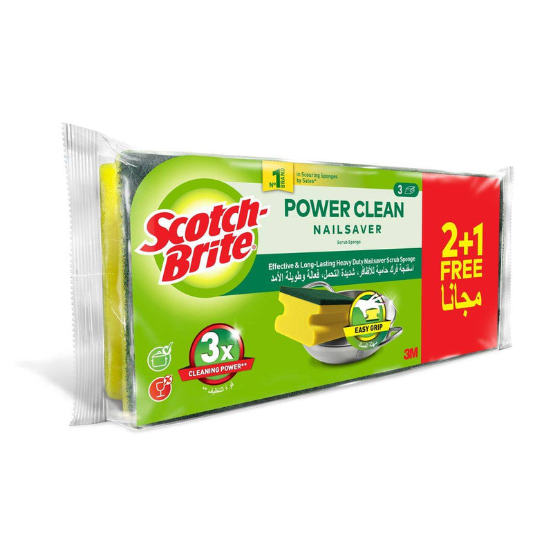 Scotch-Brite Scrub Sponge Power Clean Nail Saver 3 Packs