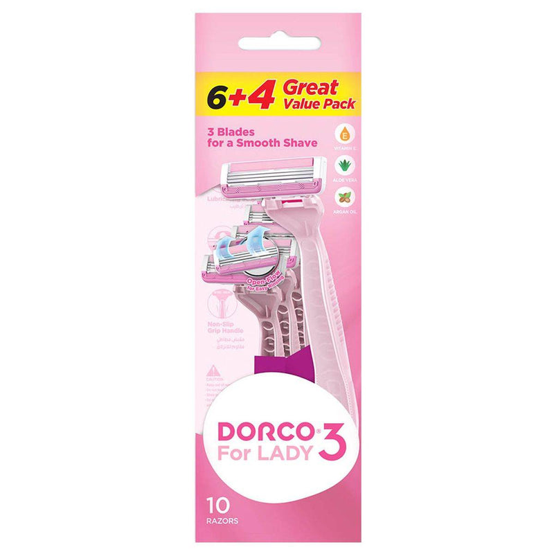 Dorco Razor Disposable Shai 3 Women 6+4 Count