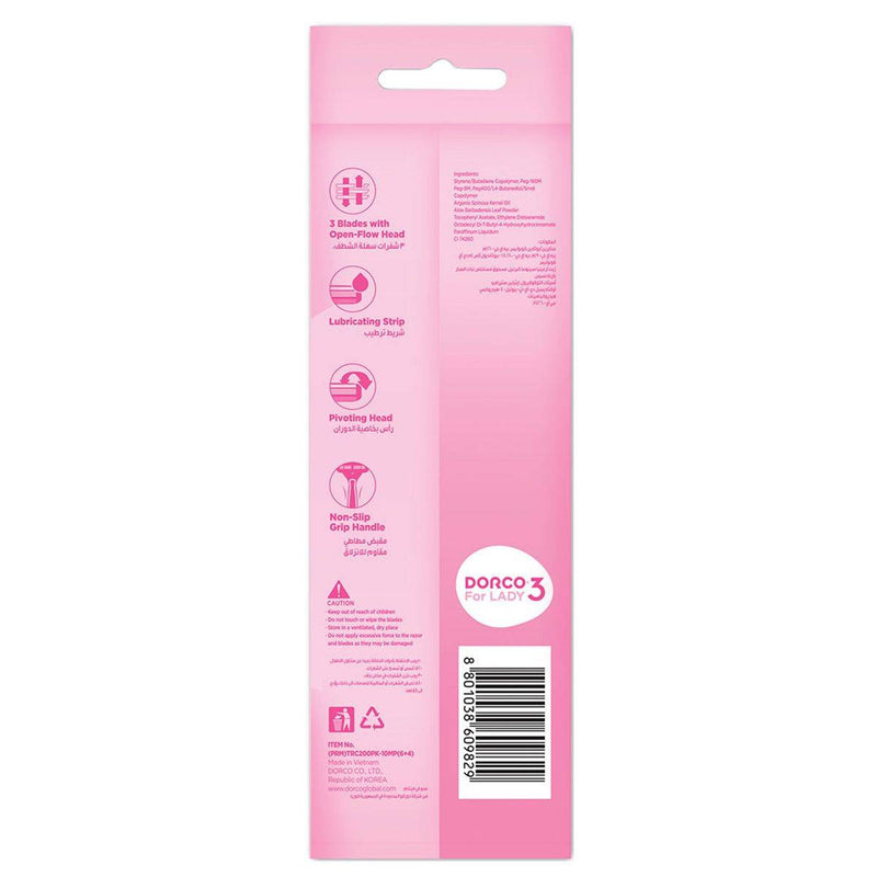 Dorco Razor Disposable Shai 3 Women 6+4 Count