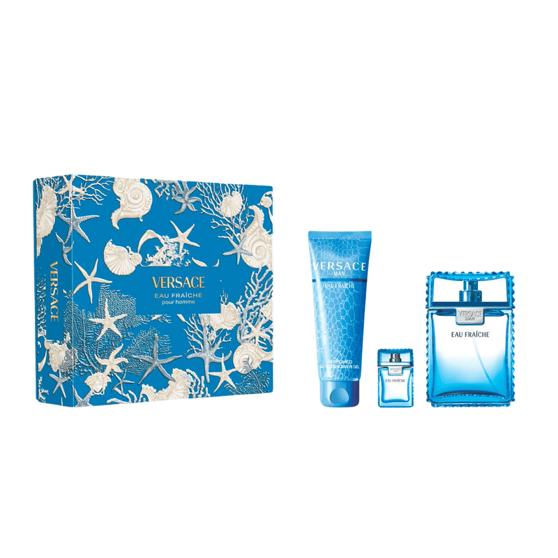 Versace Man Eau Fraiche Eau de Toilette 100ml + Eau de Toilette 5ml + Parfum Bath & Shower Gel 150ml Gift Set