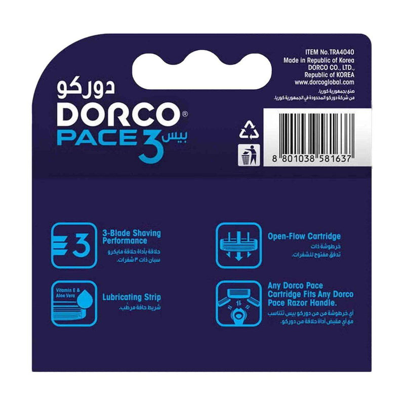 Dorco Razor Refills Pace 3 Men 4 Count