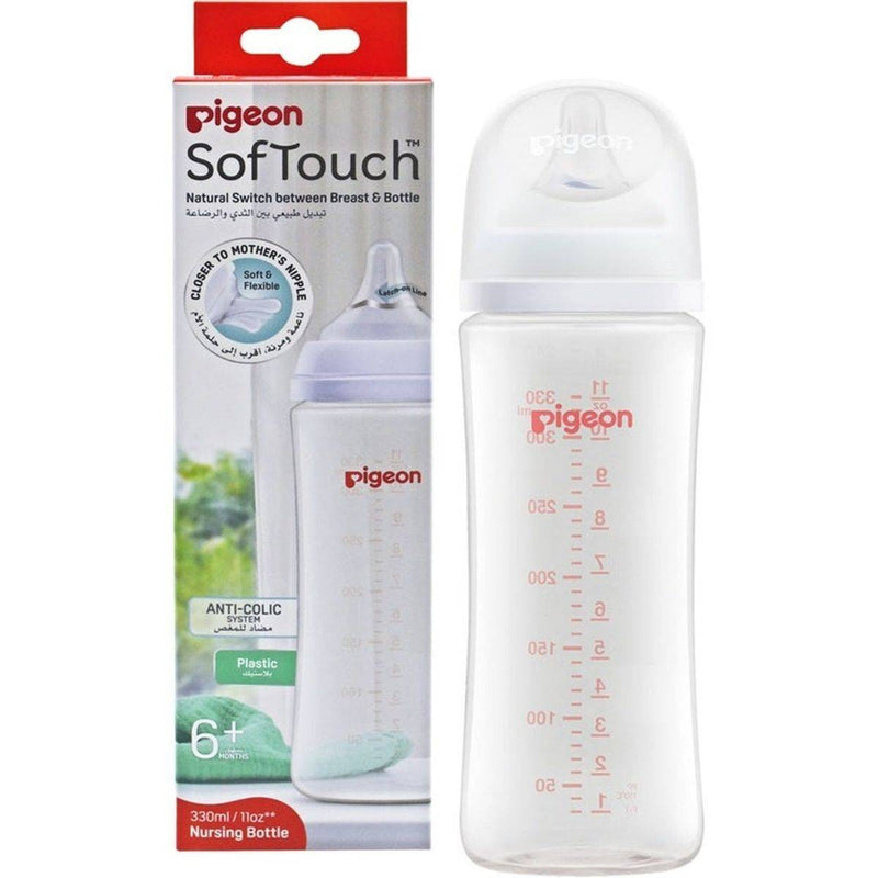 Pigeon SofTouch Plastic Bottle Wide Neck 0 Month+ 330ml