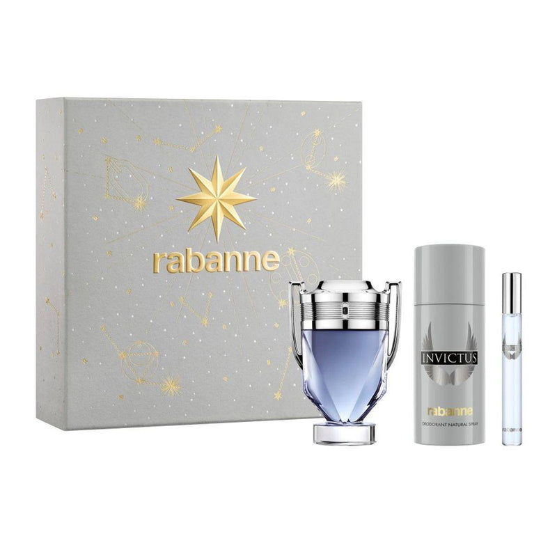 Paco Rabanne Invictus Eau de Toilette 100ml + Eau de Toilette 10ml Travel Spray + Deo Spray 150ml Gift Set