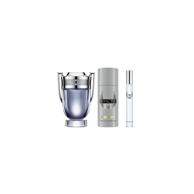 Paco Rabanne Invictus Eau de Toilette 100ml + Eau de Toilette 10ml Travel Spray + Deo Spray 150ml Gift Set