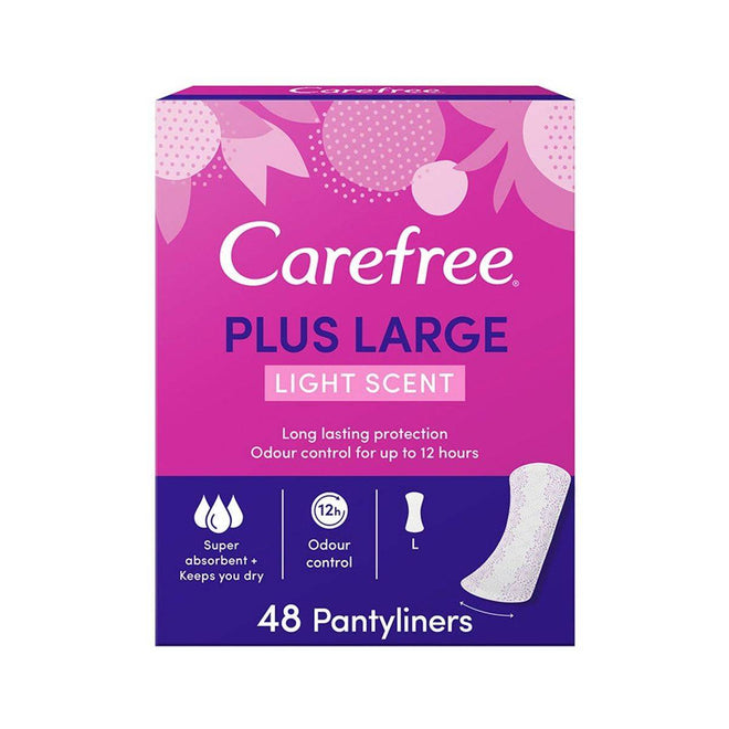 Carefree Panty Liners Plus Large Cotton Light Scent 48 Pieces