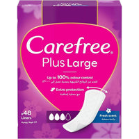 Carefree Panty Liners Plus Large Cotton Fresh Scent 48 Pieces