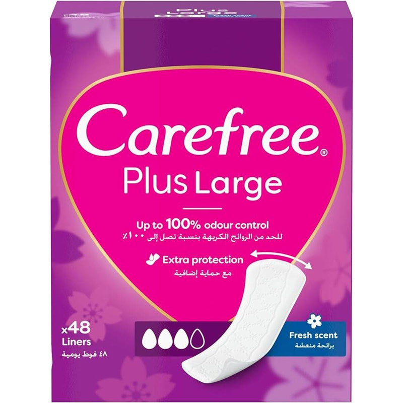 Carefree Panty Liners Plus Large Cotton Fresh Scent 48 Pieces