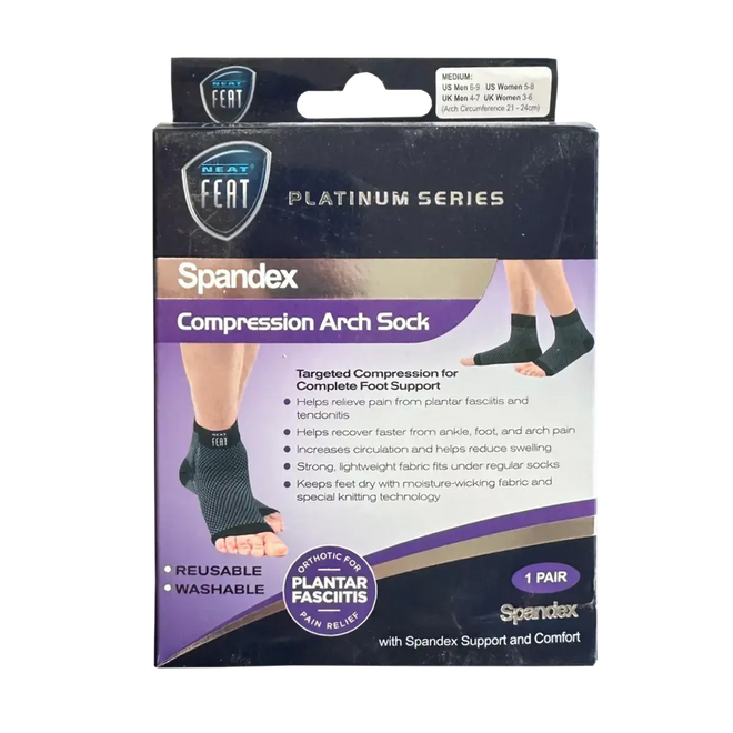 Neat Feat Spandex Gel Compression Arch Socks Medium