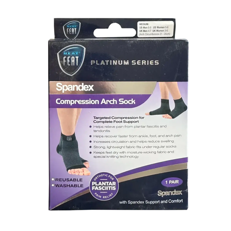 Neat Feat Spandex Gel Compression Arch Socks Medium