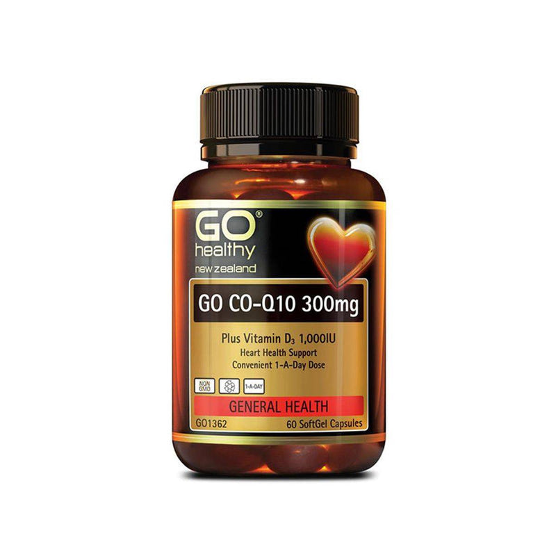 GO Healthy Co-Q10 300mg + Vitamin D3 1,000IU 60 VegeCapsules