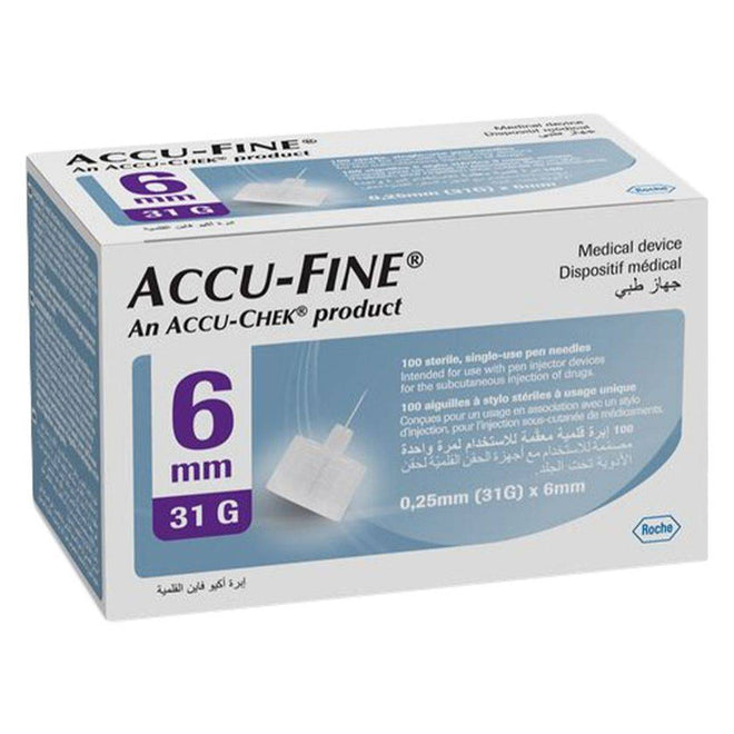 Accu-Fine Insulin Pen Needles Sterile 32gx6mm 100 Packs
