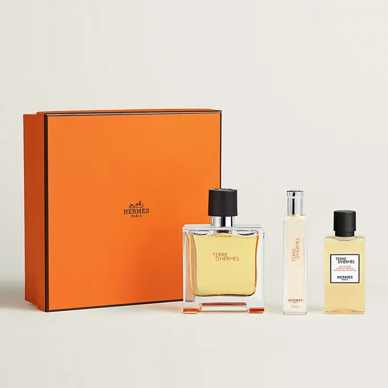Hermes Terre D'Hermes (M) Parfum 75ml + Parfum 15ml + Hair & Body Shower Gel 40ml Gift Set