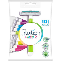 Schick Womens Exacta 2 Sensitive Disposable Razor 10 Colored Pieces