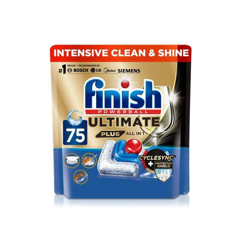 Finish Powerball Ultimate Plus All In 1 Lemon Sparkle 75 Dishwasher Tablets