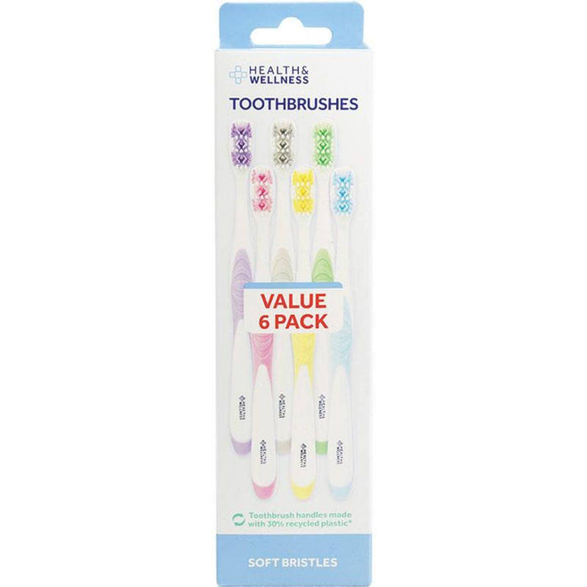 Health & Wellness Dental Soft Toothbrush Value 6 Pack