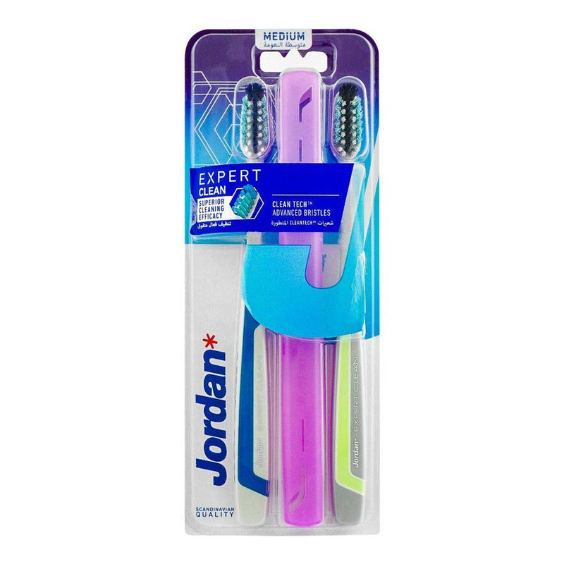 Jordan Toothbrush Expert Clean with Travel Case Medium 2 Pack