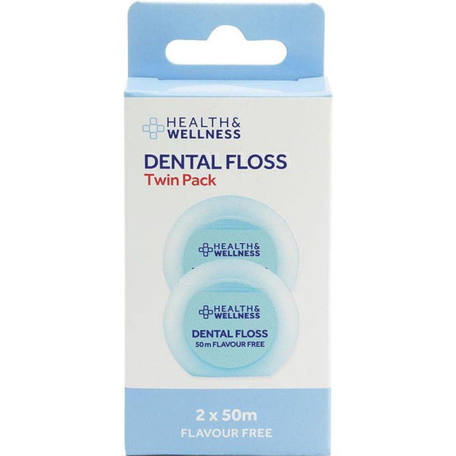 Health & Wellness Dental Floss 2x50m Twin Pack Flavour Free