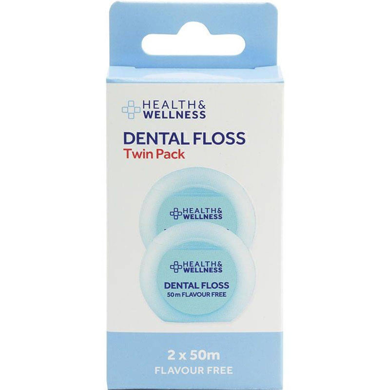 Health & Wellness Dental Floss 2x50m Twin Pack Flavour Free