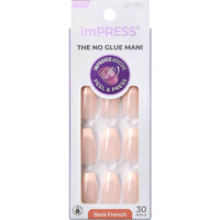 Kiss False Nails IFB02C Impress The No Glue Mani Genuine Bare French Medium 30 Count