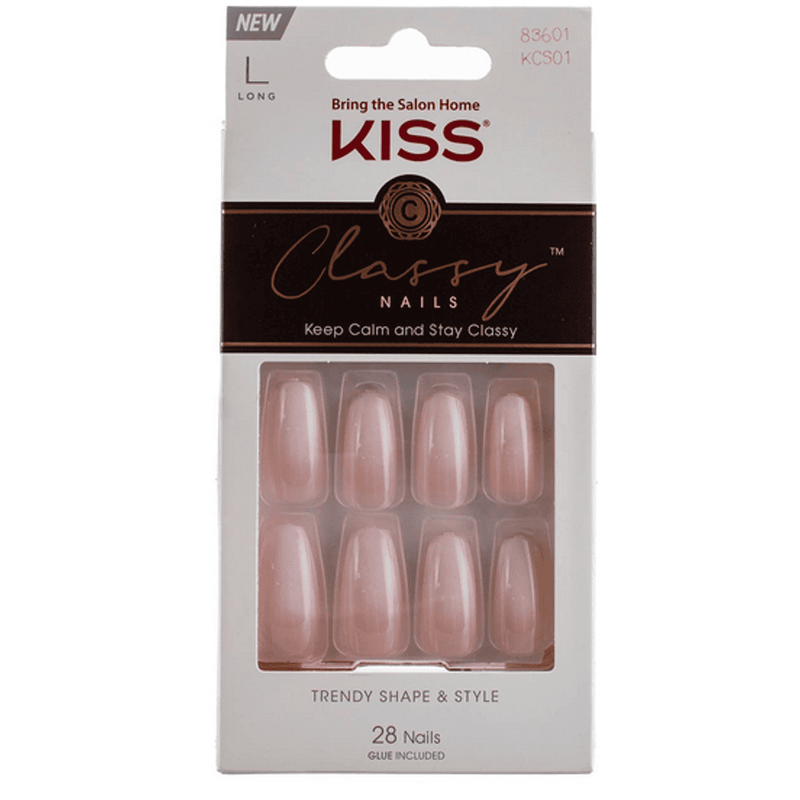 Kiss False Nails KCS01 Classy Trendy Shape & Style With Glue Large 28 Count