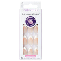 Kiss False Nails IFC03C Impress The No Glue Mani Everlasting Classic French Medium 30 Count
